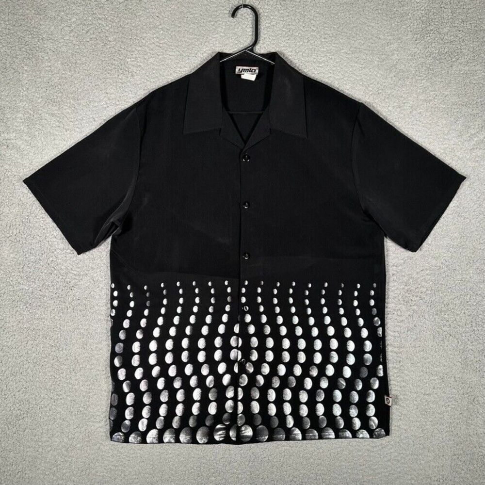 Vintage YMLA Shirt Mens Medium Black Rave Disco 90s Lounge Short Sleeve USA Made